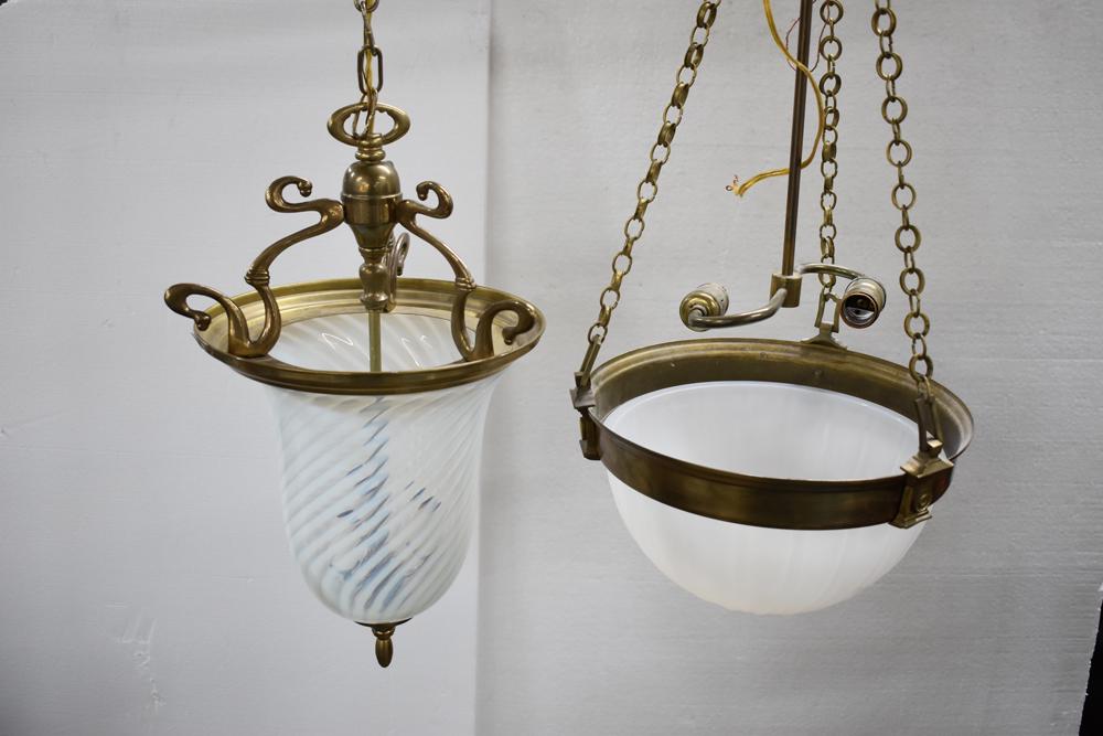 Two Brass and Glass Hanging Lights (1 of 7)