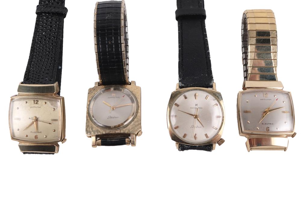 Four Hamilton Electric Wristwatches: All with either #500 or #500A movement, including two Hamilton "Vantage" wristwatches and two others