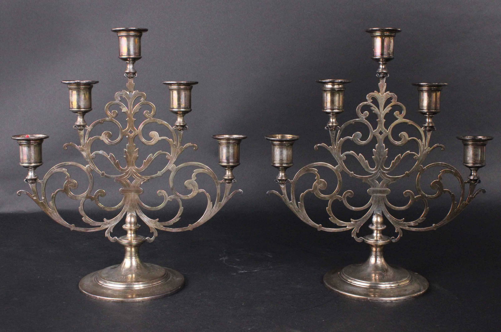 Pair of Tiffany Sterling Five-Light Candelabra (1 of 5)
