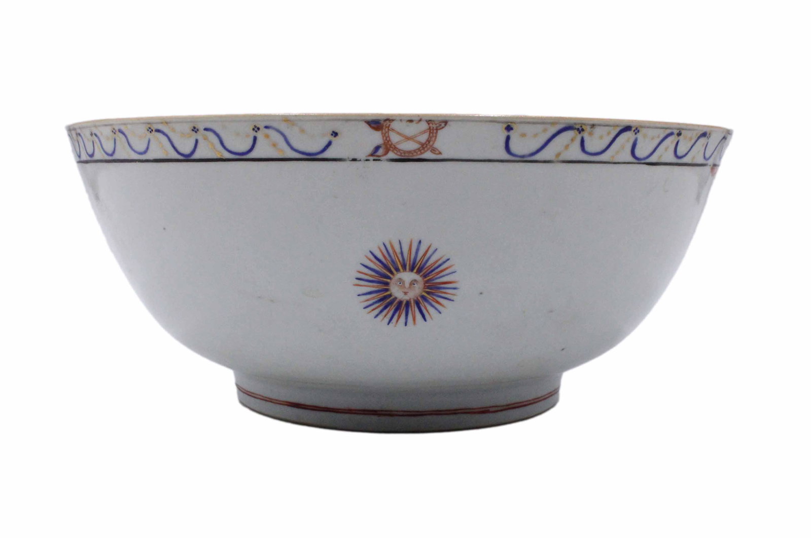 Chinese Export Masonic Punchbowl: 18th/19th C. Appx. 4-3/8"h x 10-1/2"dia