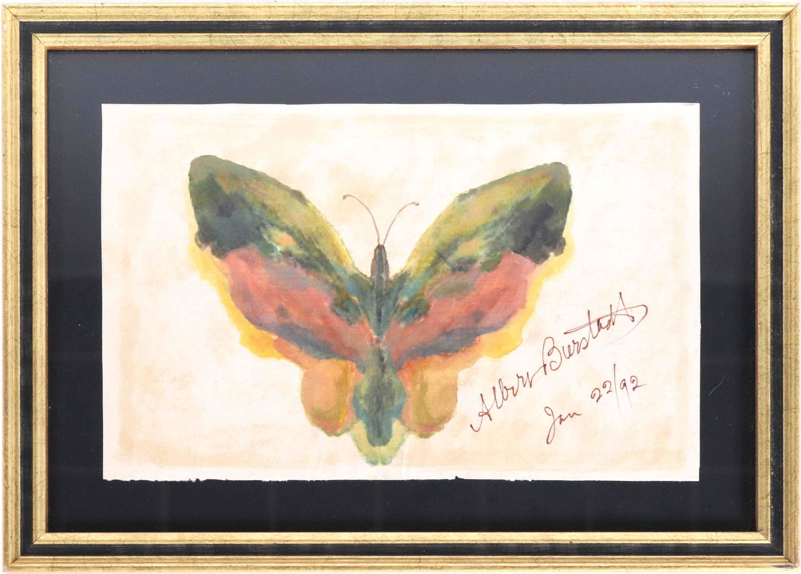 Attrib. Albert Bierstadt, Watercolor, "Butterfly" (1 of 6)