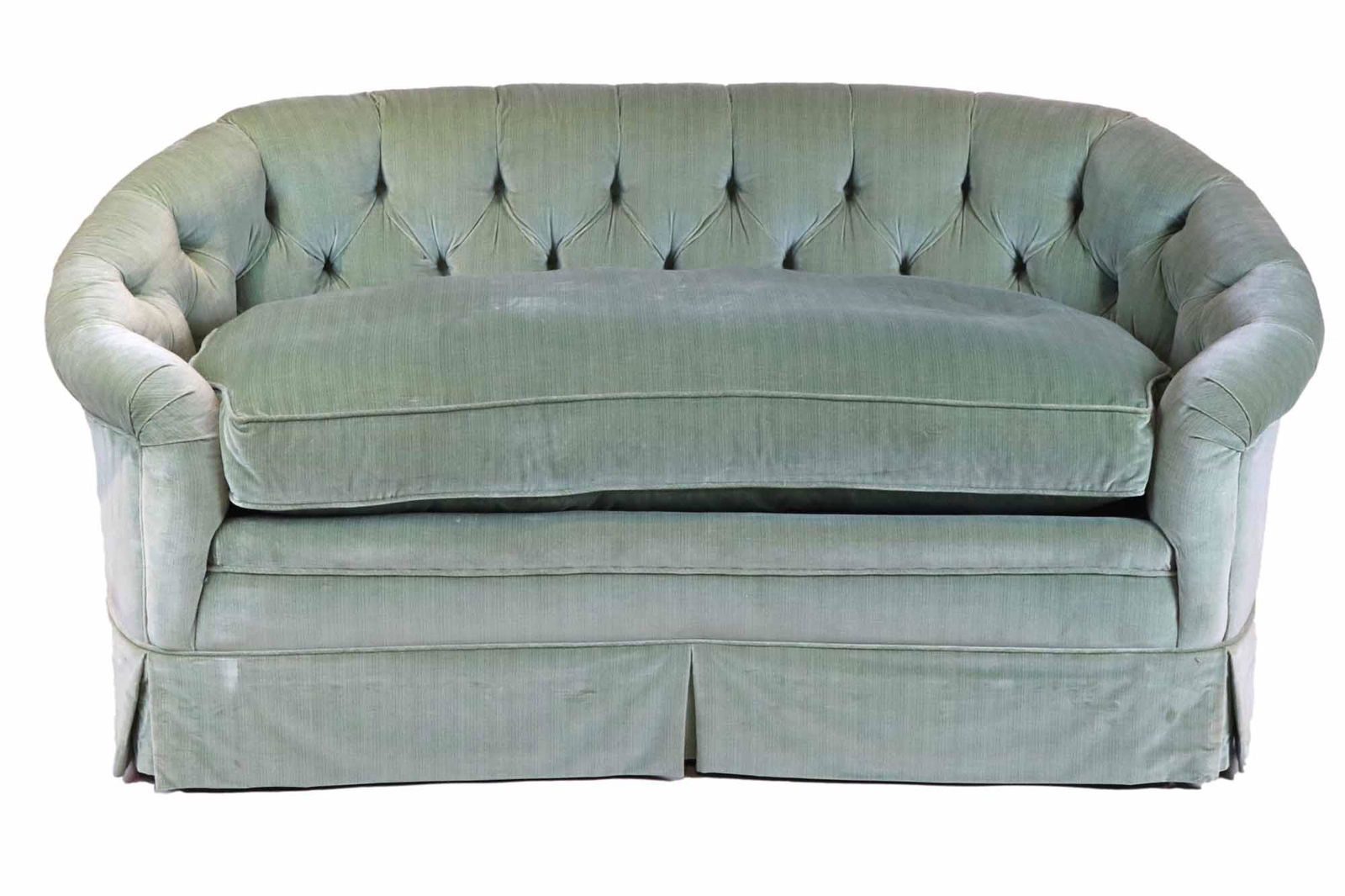 Contemporary Green Velvet Tufted Back Loveseat (1 of 6)