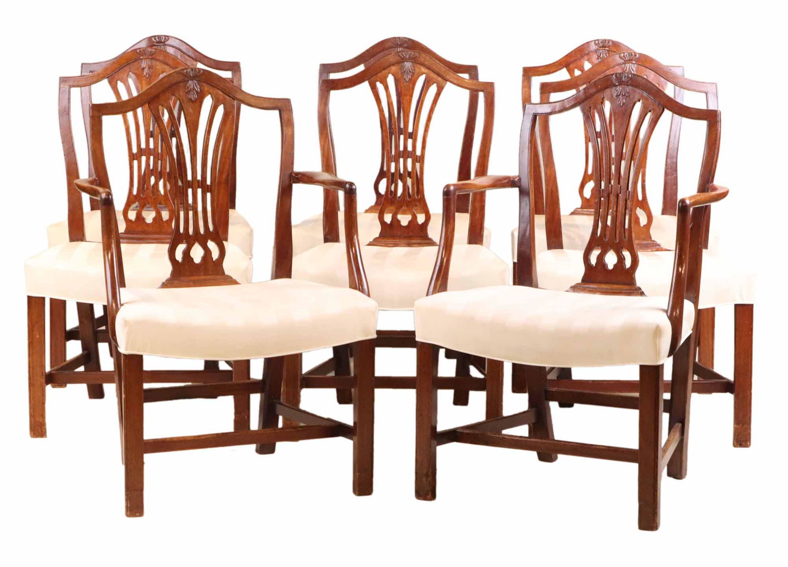 Eight George III Mahogany Shield Back Dining Chairs (1 of 8)