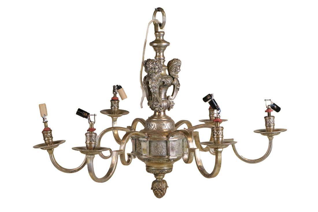 Six-Light Chandelier, Attributed to Caldwell (1 of 7)