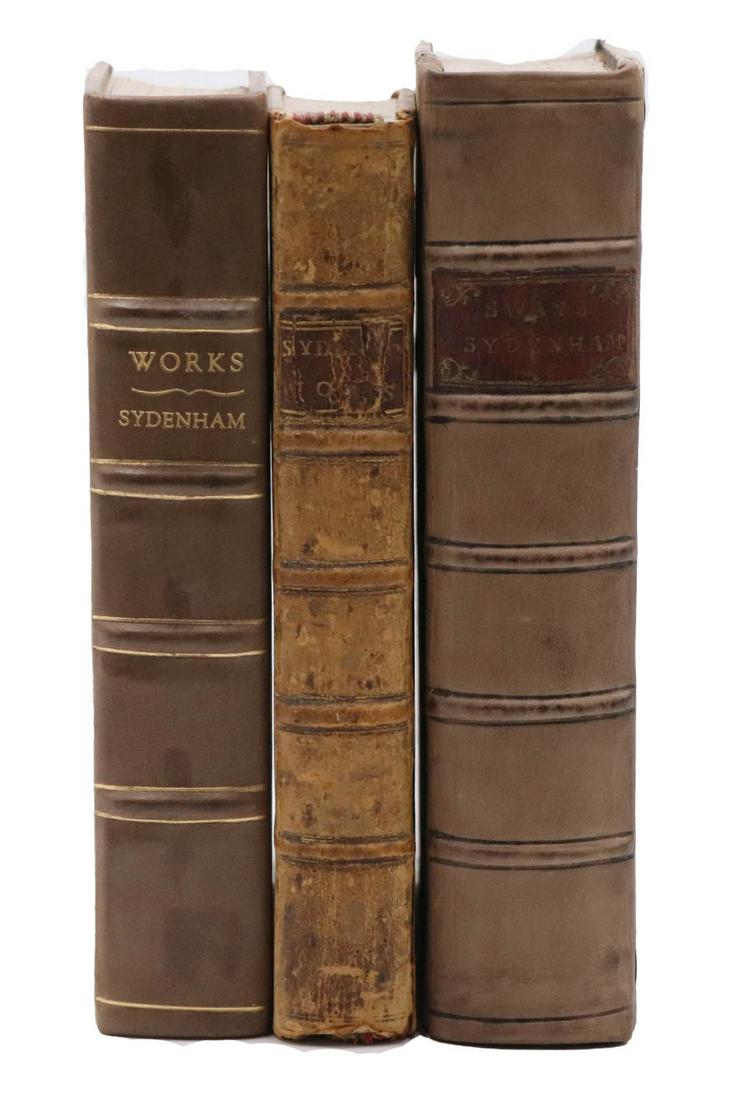Three Books by Thomas Sydenham: Comprising "The Entire Works of Dr. Thomas Sydenham" by John Swan, published by Edward Cave, London, 1742; "The Whole Works of that Excellent Practical Physician Dr. Thomas Sydenham" by John Pedley, 9