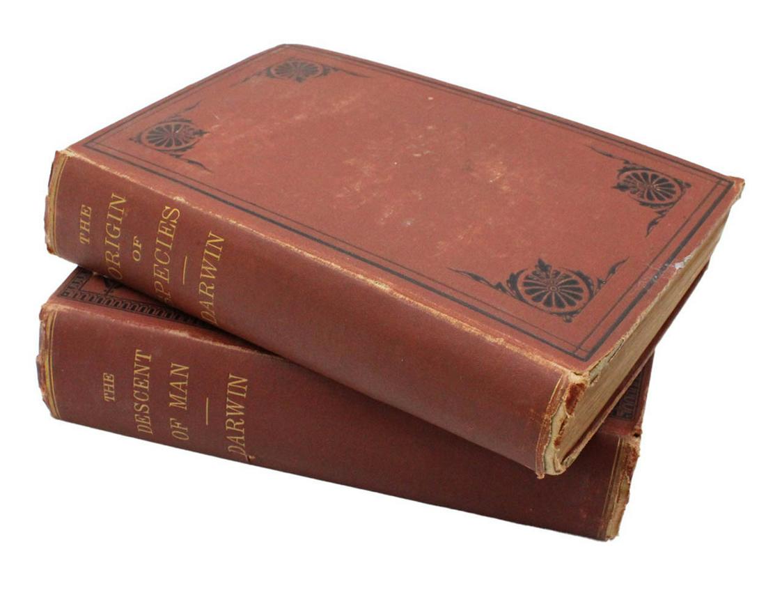 Two Books by Charles Darwin: Comprising "On the Origin of Species", new edition from the sixth English edition, 8vo in full cloth, published by D. Appleton and Company, new York, 1875; and "The Descent of Man", new edition, 8vo i