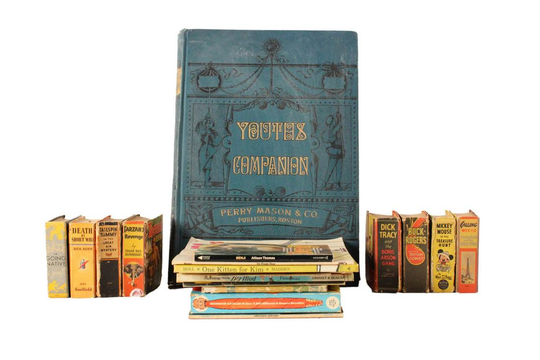 Group of Children's Books: Including a bound set of issues of the Perry Mason "Youth's Companion", 1886; 8 Big Little Books; 2 mid-century novelty catalogues; and others, appx. 20 books total