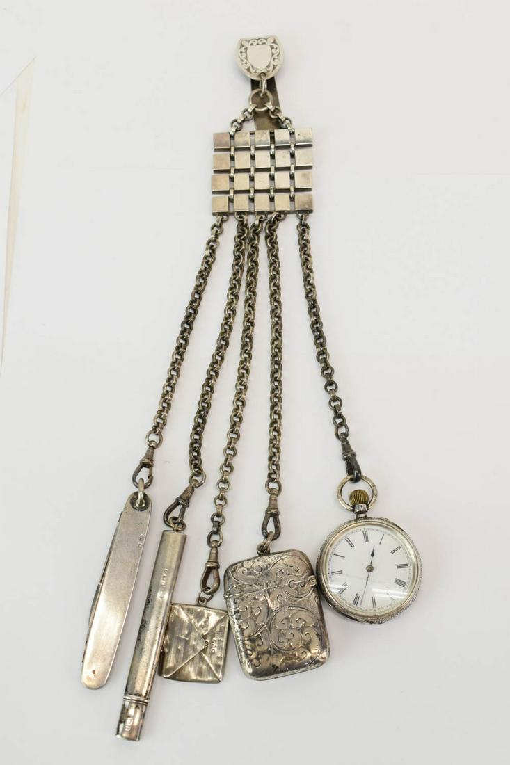 Sterling Silver Chatelaine with Pocket Watch (1 of 15)