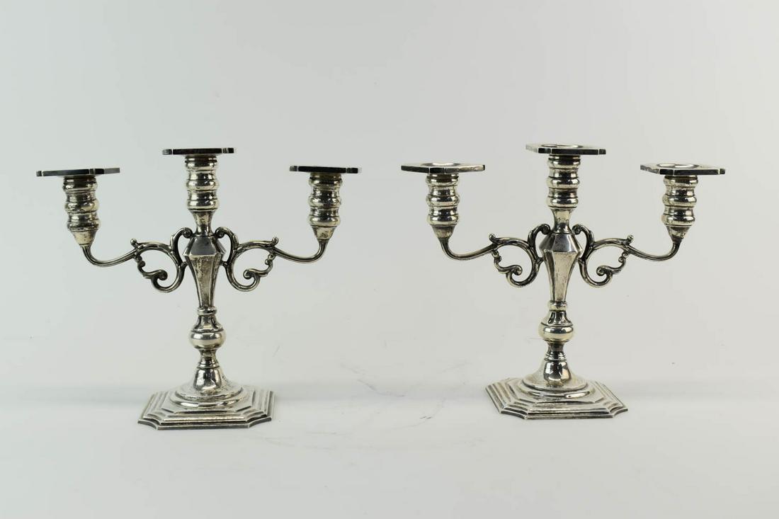 Pair of Three Light Sterling Silver Candelabra (1 of 8)