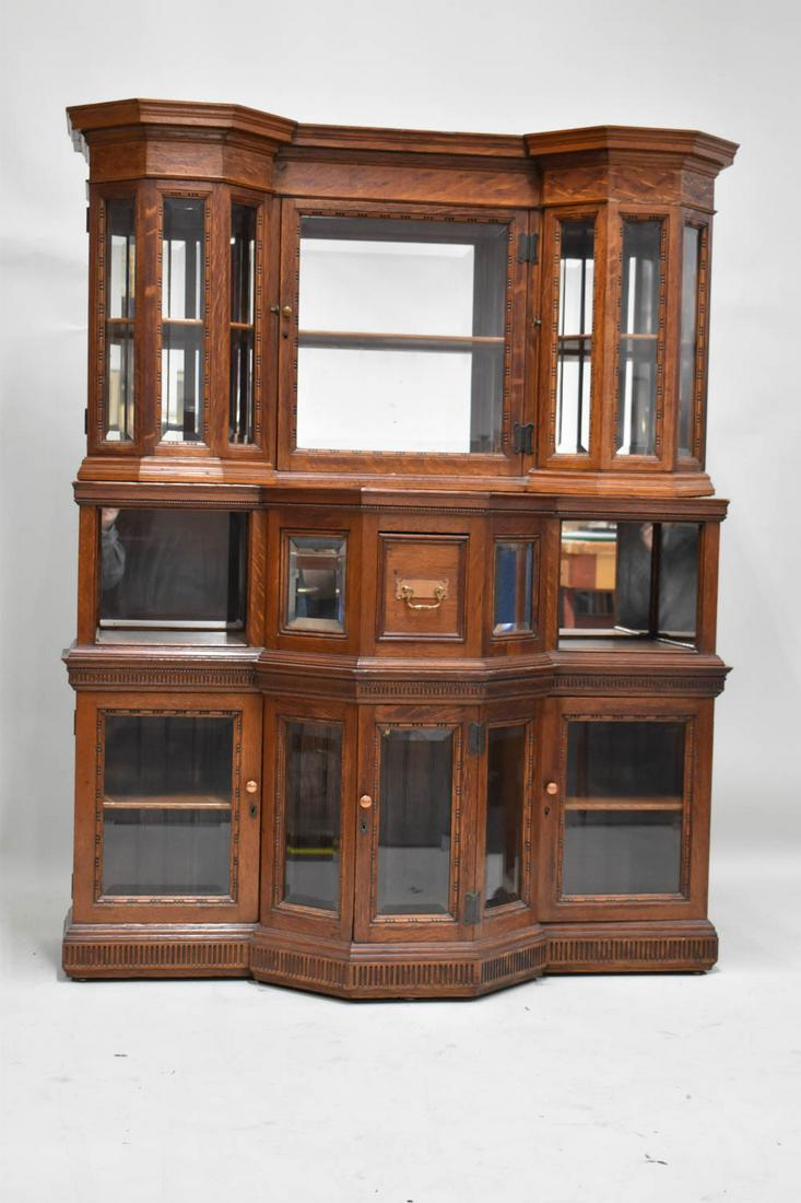 Antique Oak Two Part Curio Cabinet (1 of 11)