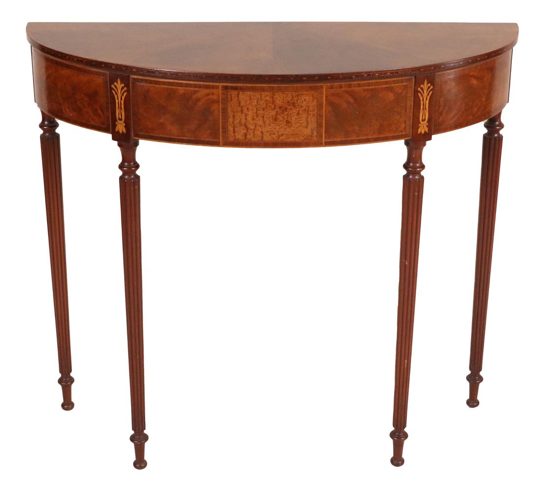 Federal Style Inlaid Mahogany Demi-Lune Table (1 of 9)