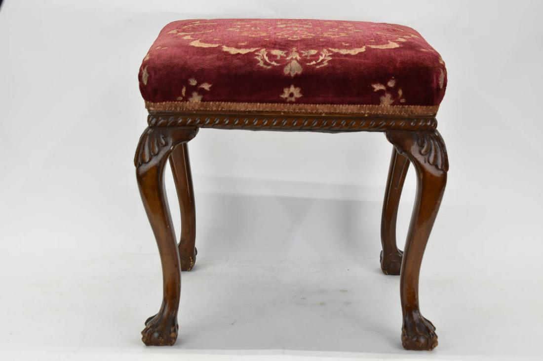 Chippendale Style Upholstered Foot Stool (1 of 6)