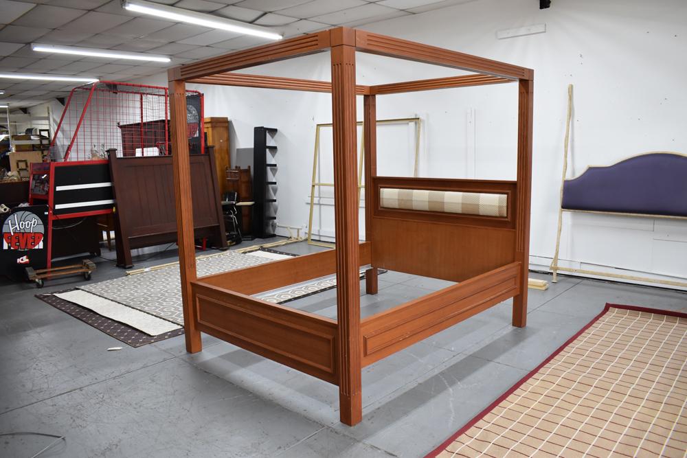 Large Wooden Canopy Bed Queen Size (1 of 8)