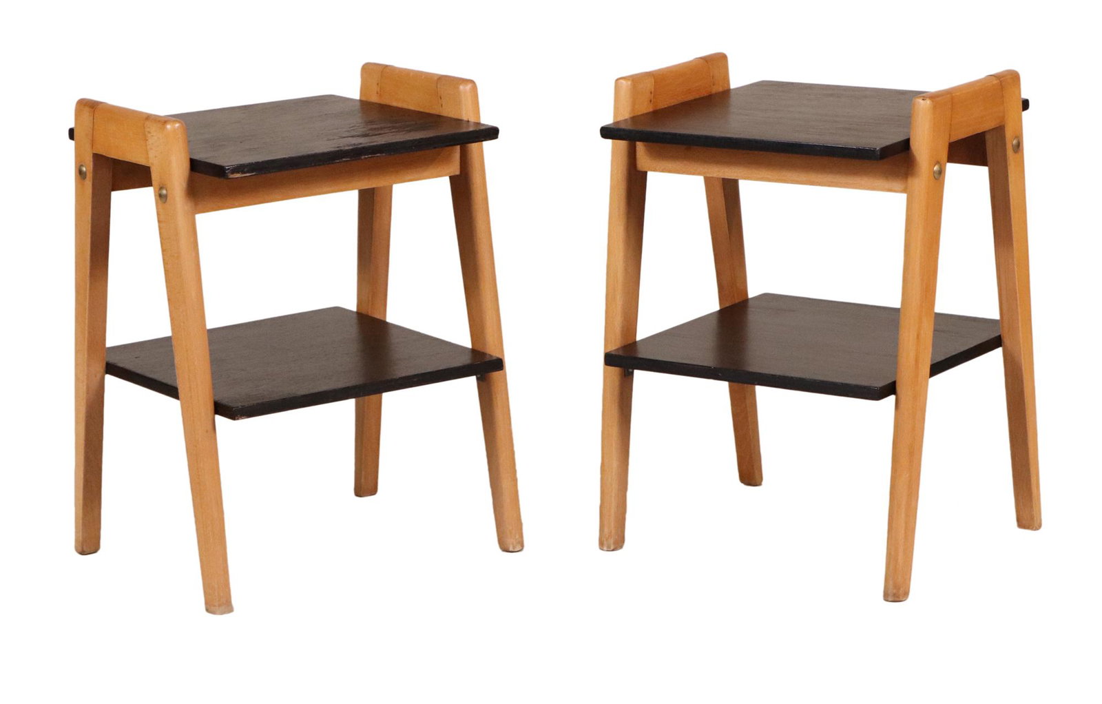 Pair of Birchwood and Ebonized Wood Side Tables (1 of 7)