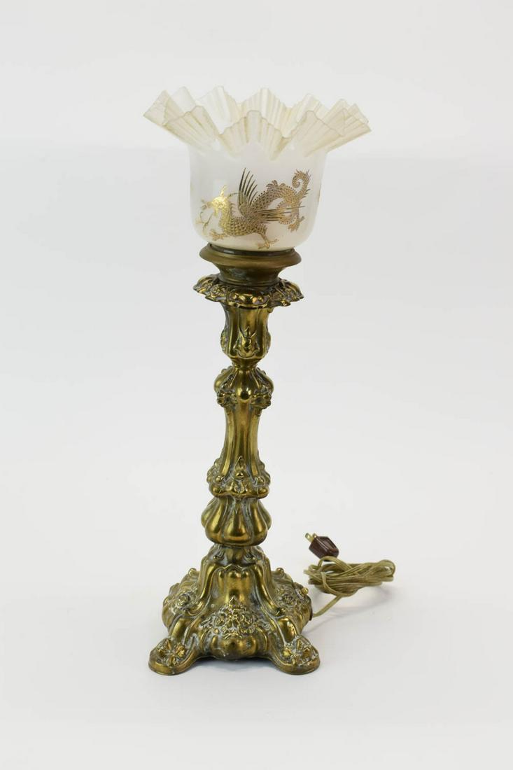Antique Brass Embossed Candlestick (1 of 13)