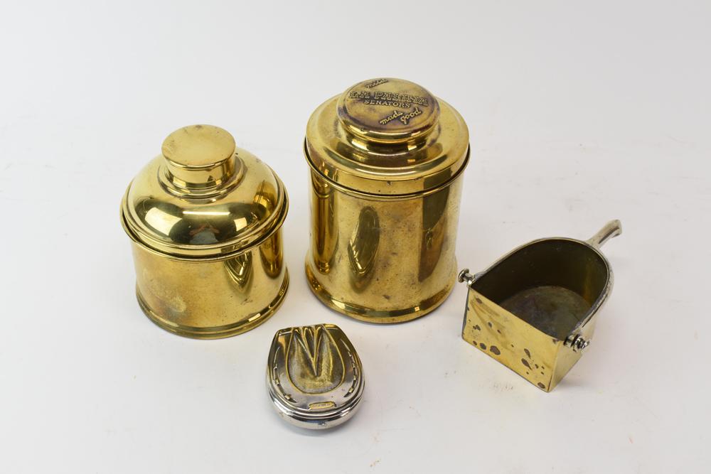 Group of Two Vintage Gold Tone Tobacco Jars (1 of 6)
