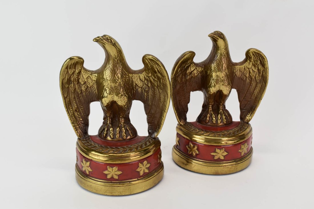 Pair of Gilt Painted Composition Eagle Form Book Ends (1 of 4)