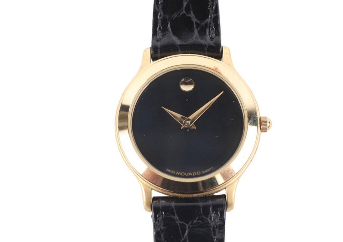 Movado Women's Museum Watch: Calfskin strap and Movado buckle, together with original box and papers Case: 26mm across