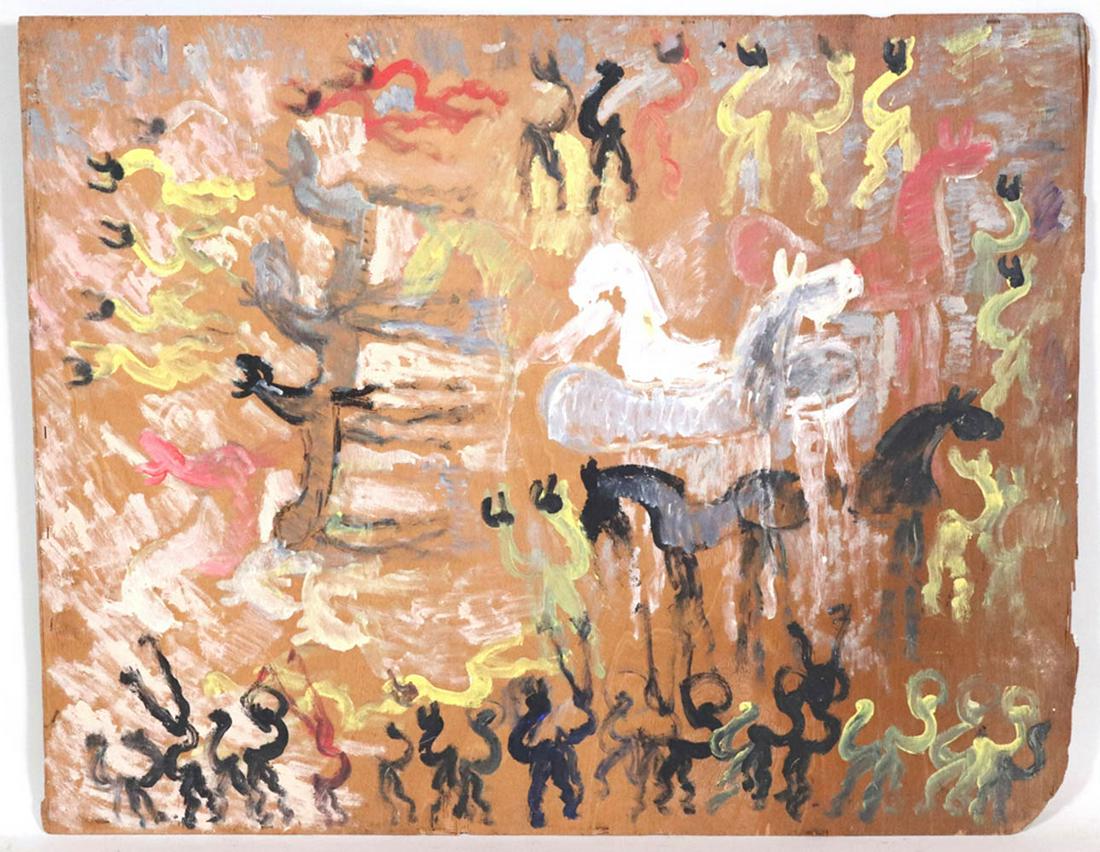 Purvis Young, Oil on Plywood, Untitled (1 of 12)