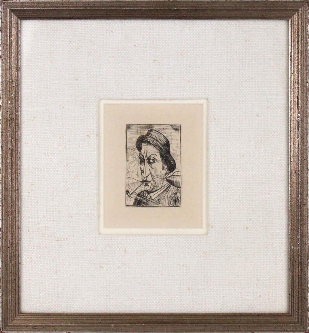 Andre Derain, Etching, Self Portrait: (French, 1880-1954) appears to be unsigned. Overall: 13"h x 12"w Sight: 5"h x 3-3/4"w