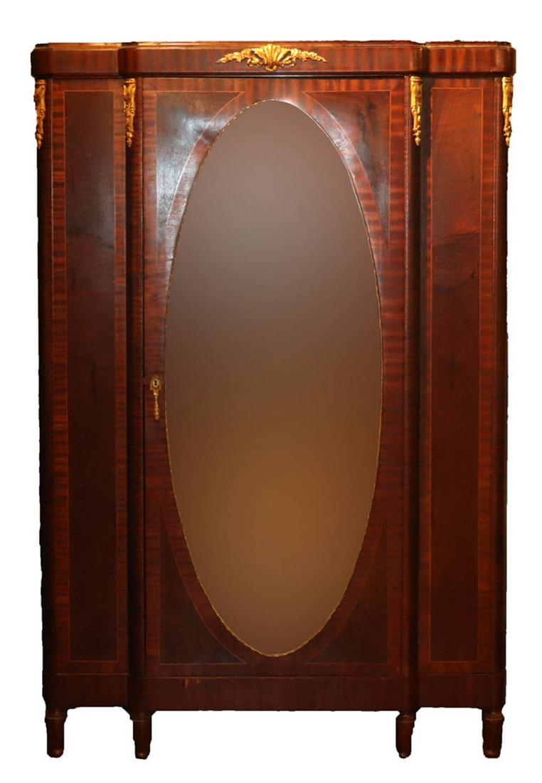 Louis XVI Style Mahogany Inlaid Wardrobe (1 of 9)