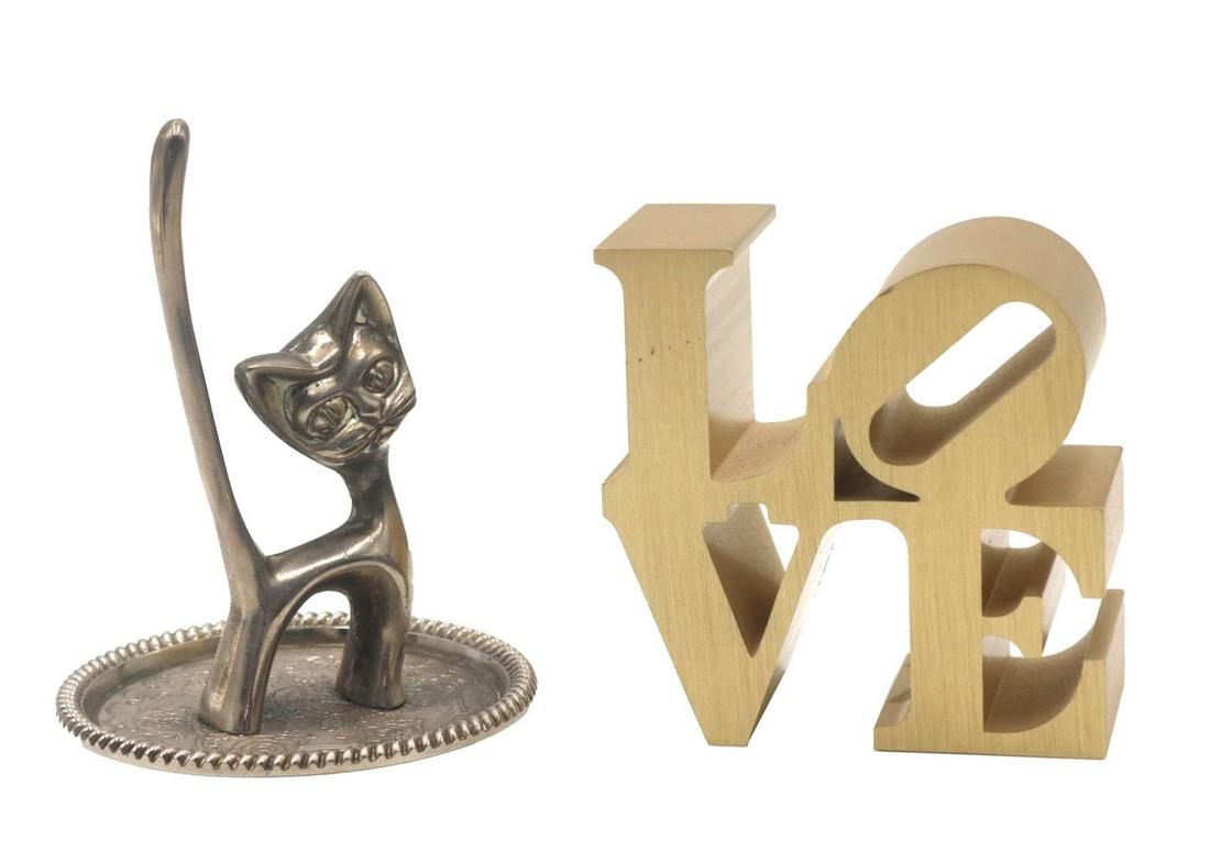 Robert Indiana "Love" Gold Tone Desk Garniture (1 of 3)