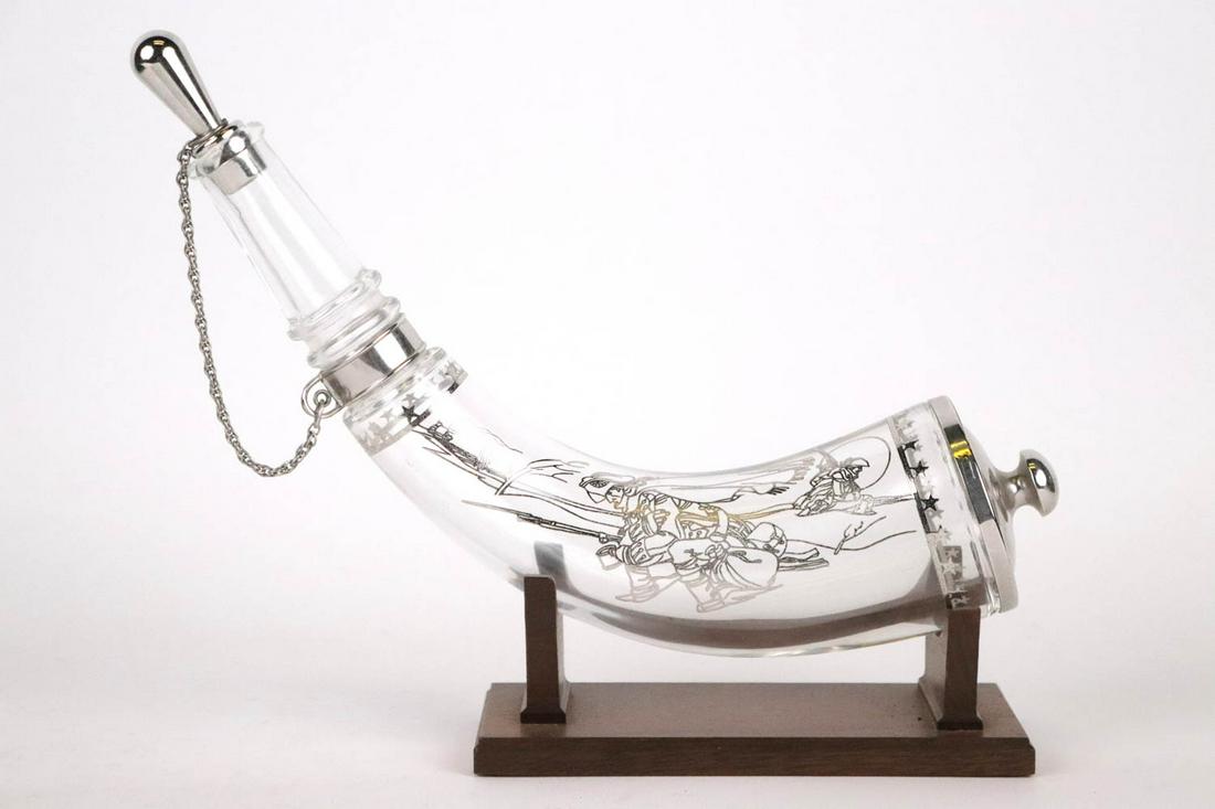 Baccarat Franklin Mint Bicentennial Powderhorn: With COA and original box, sterling silver and crystal. 9-1/2"l