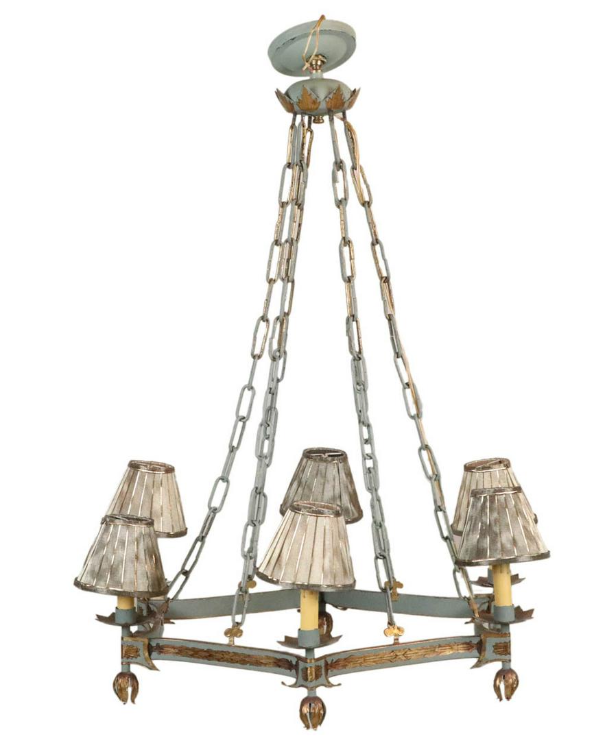 French Blue Painted Six Light Chandelier (1 of 10)