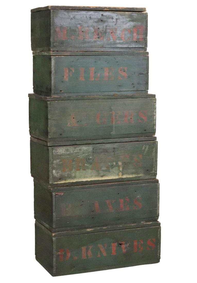 Six Painted Carpenter's Boxes (1 of 8)