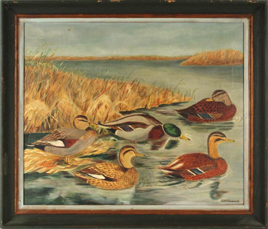 Lill Hanewald, Oil on Canvas, Ducks in Pond (1 of 7)