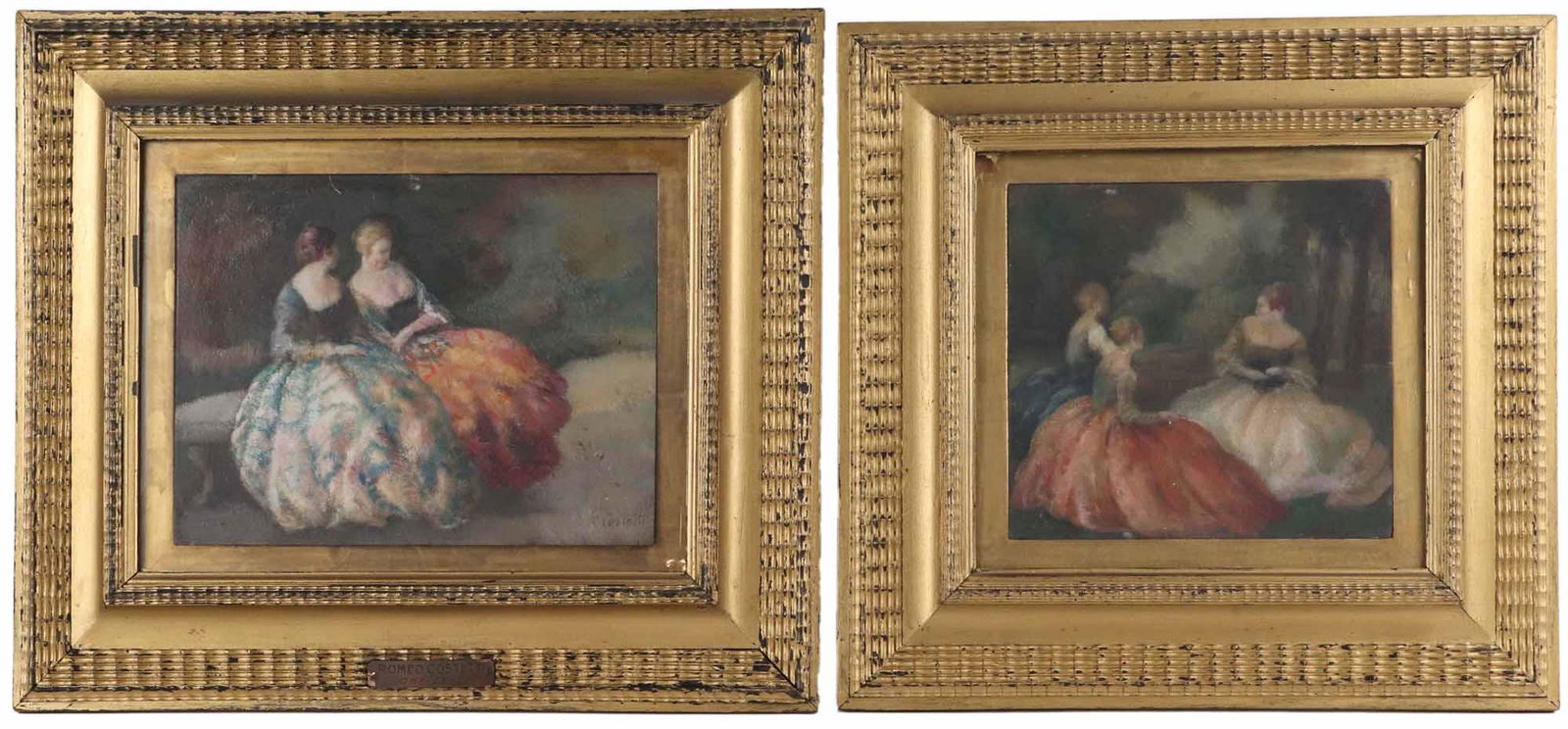Two Romeo Cosetti Oils on Panel, Women Talking (1 of 10)