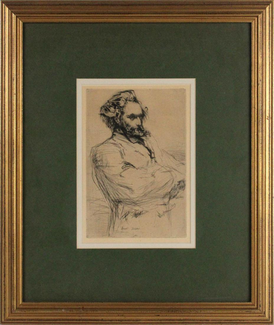 James M. Whistler, Drypoint, Portrait of Drouet (1 of 5)