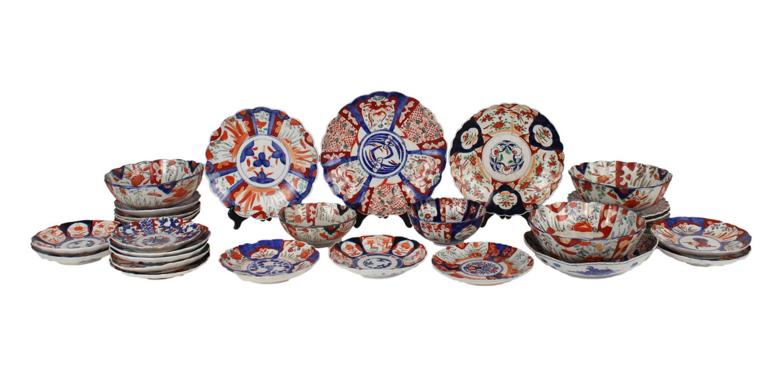 Group of Imari Pattern Porcelain Plates and Bowls (1 of 7)