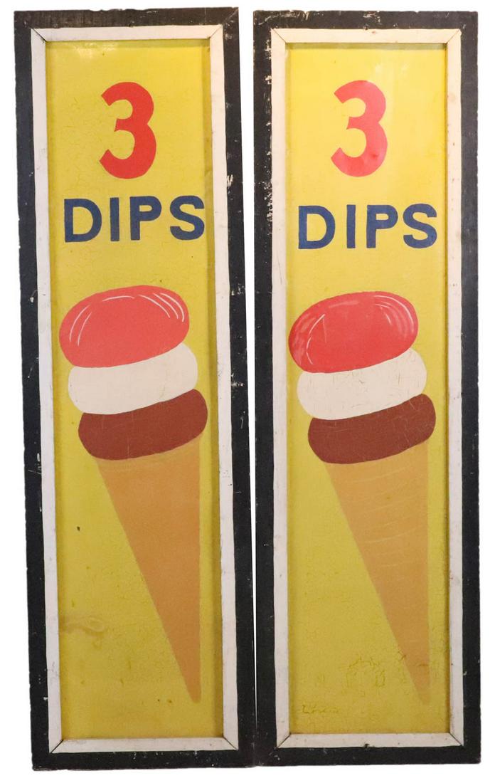 Pair of Tole & Wood Carnival Signs for Ice Cream (1 of 10)