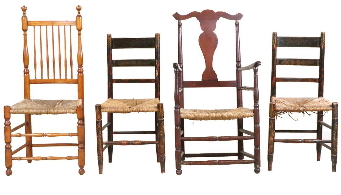 Pair of Paint-Decorated Rush-Seat Side Chairs (1 of 15)