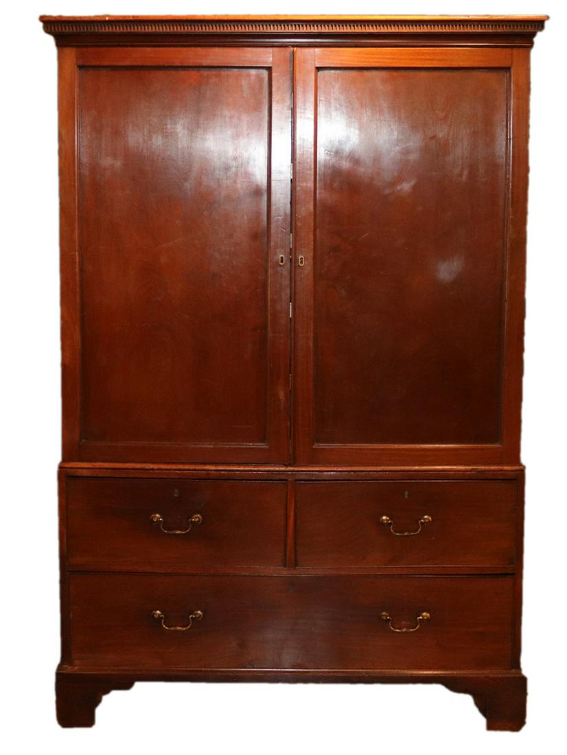 George III Figured Mahogany Linen Press (1 of 11)