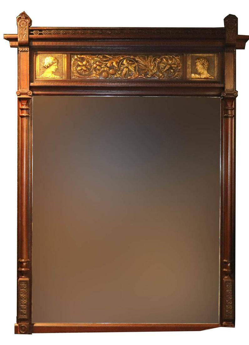 Victorian Parcel-Gilt Mahogany Hall Mirror (1 of 9)