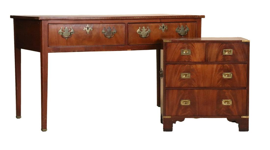 George III Style Inlaid Mahogany Writing Desk (1 of 11)