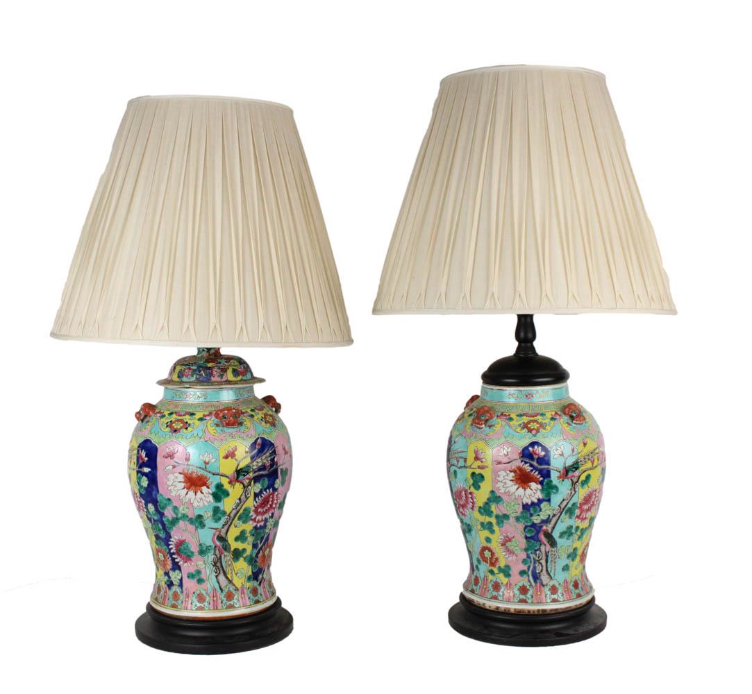 Pair of Chinese Export Hand-Painted Urns (1 of 7)