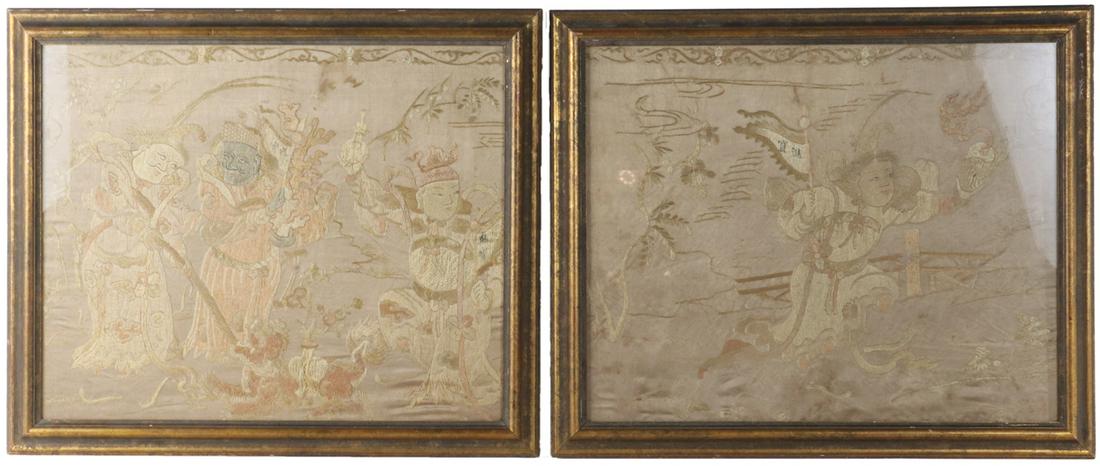 Pair of Chinese Framed Silk Embroidery Panels (1 of 11)