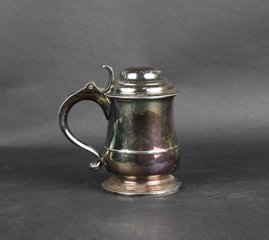 19th C. Silvered Pewter Tankard (1 of 5)