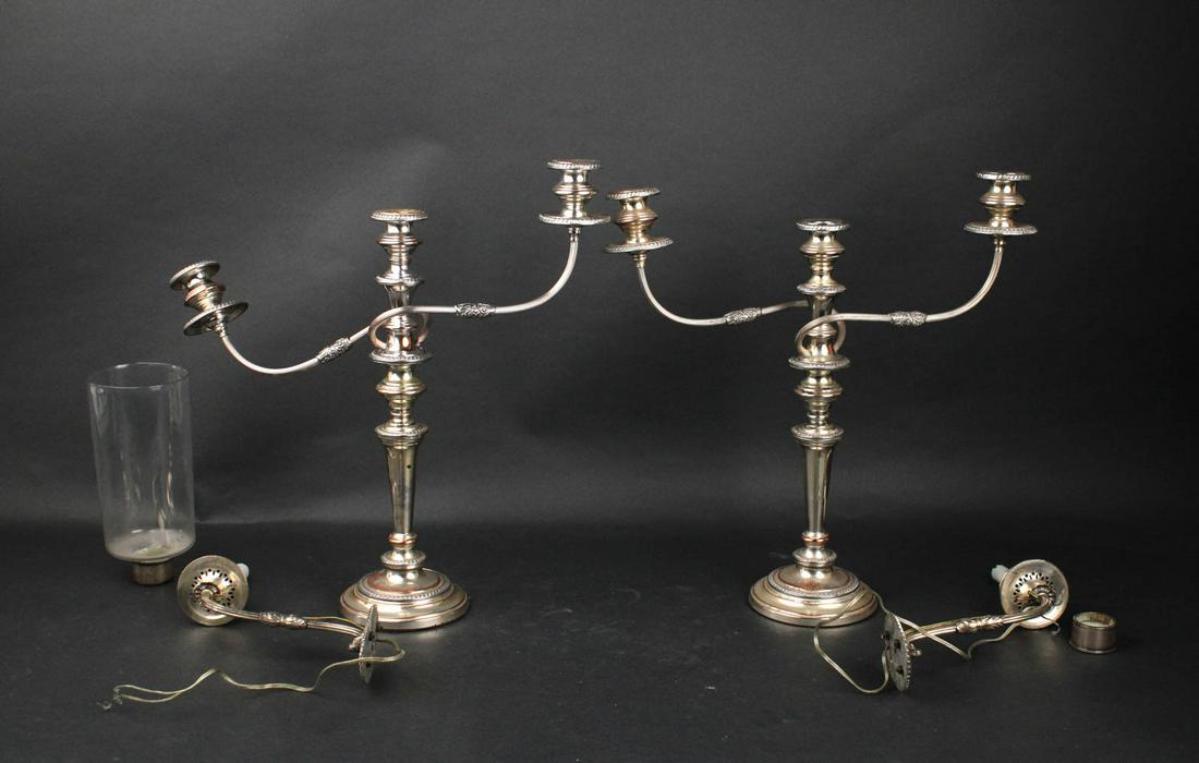 Pair of Sheffield Silver Gadrooned Candelabra (1 of 6)