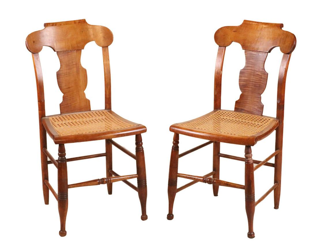 Pair of Empire Maple Caned Seat Side Chairs (1 of 8)