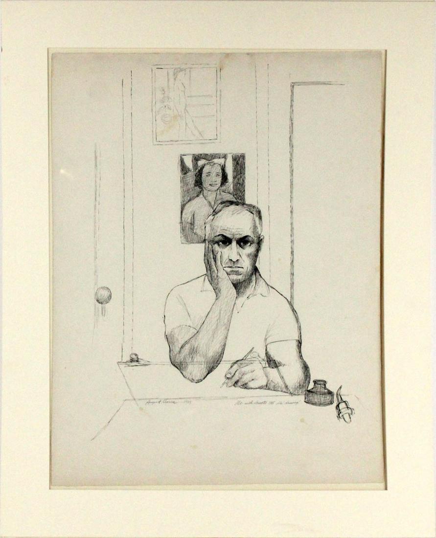 August Mosca, Lithograph, Me-with Annette: (Italian-American, 1905-2003) signed in pen and dated 1969. Overall: 32-1/4"h x 26"w Sight: 26"h x 20"w