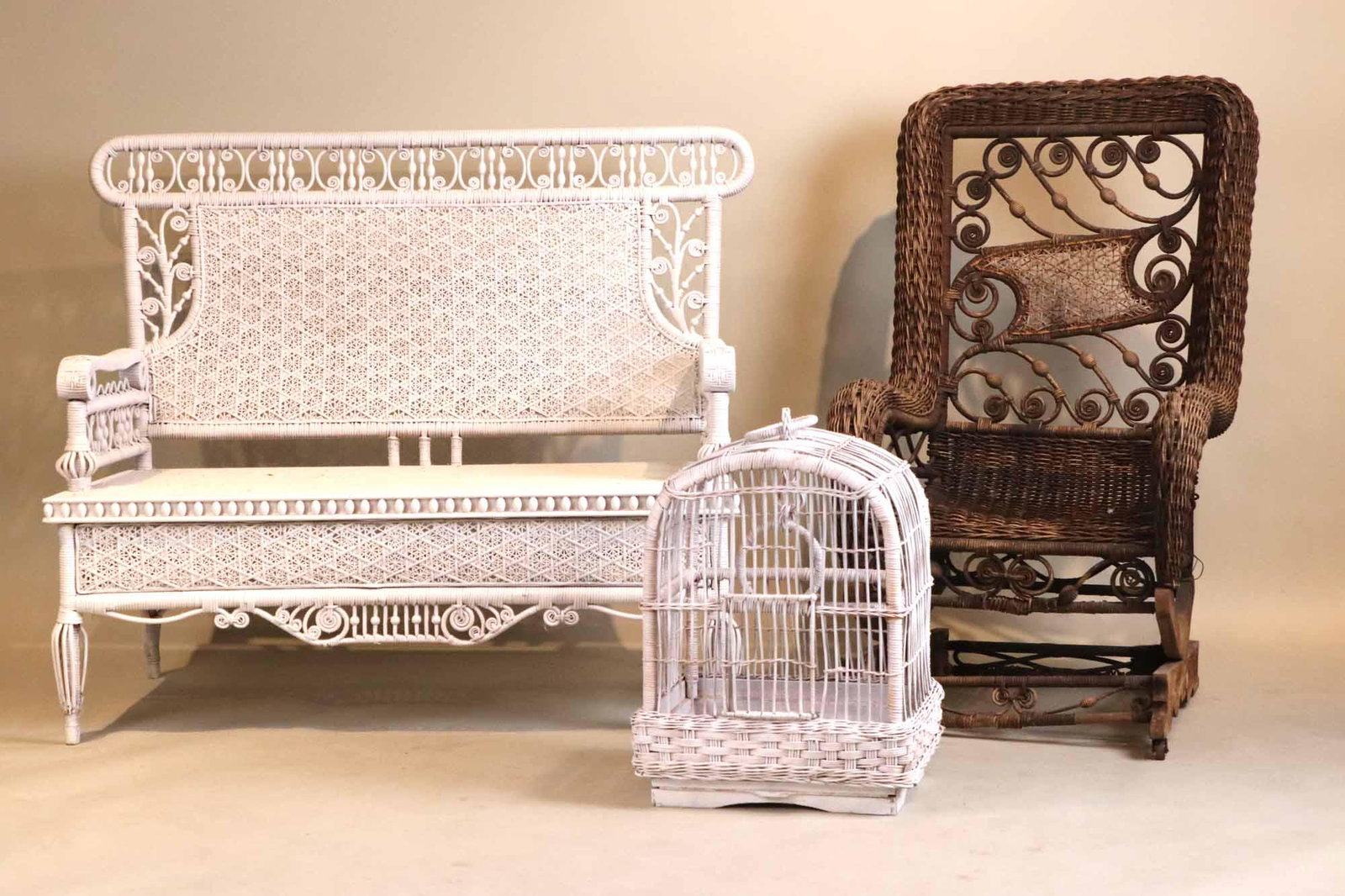White Painted Wicker Bench (1 of 13)