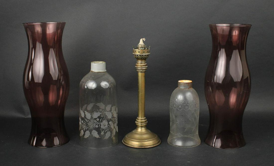 Pair of Amethyst Glass Hurricane Shades (1 of 5)