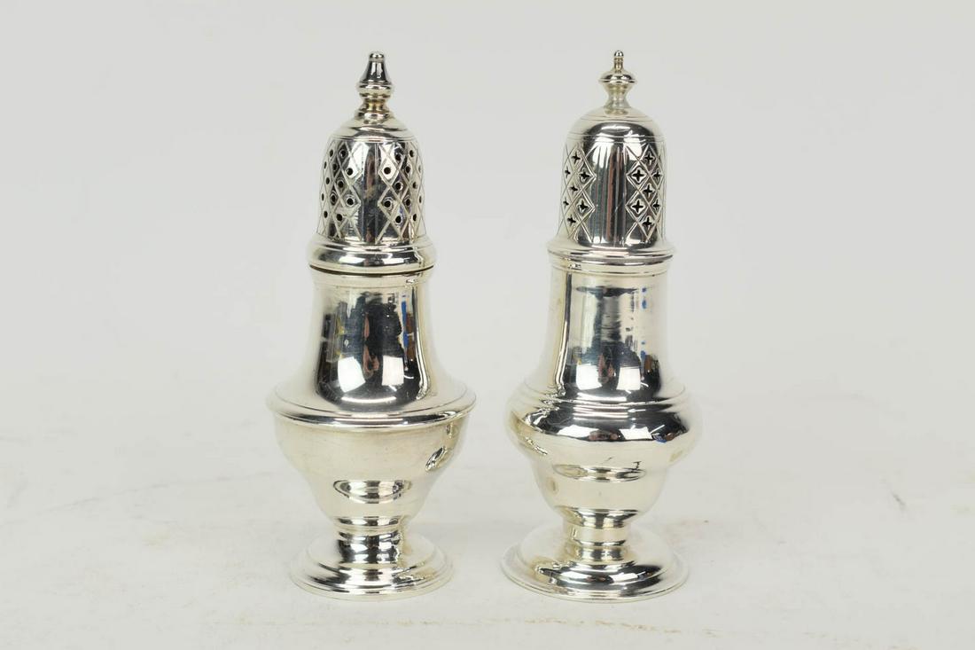 Near Pair English Silver Salt & Pepper Shakers (1 of 6)