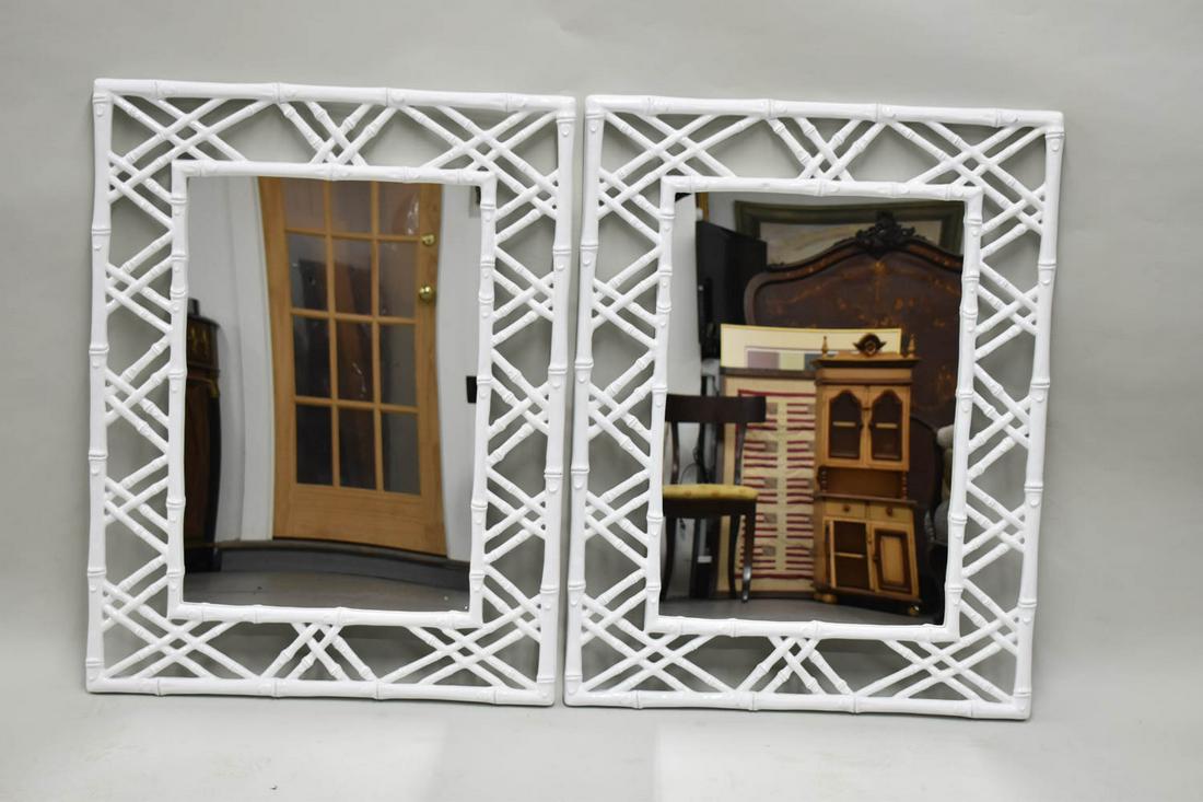 Pair of Bamboo Style Hanging Wall Mirrors (1 of 4)