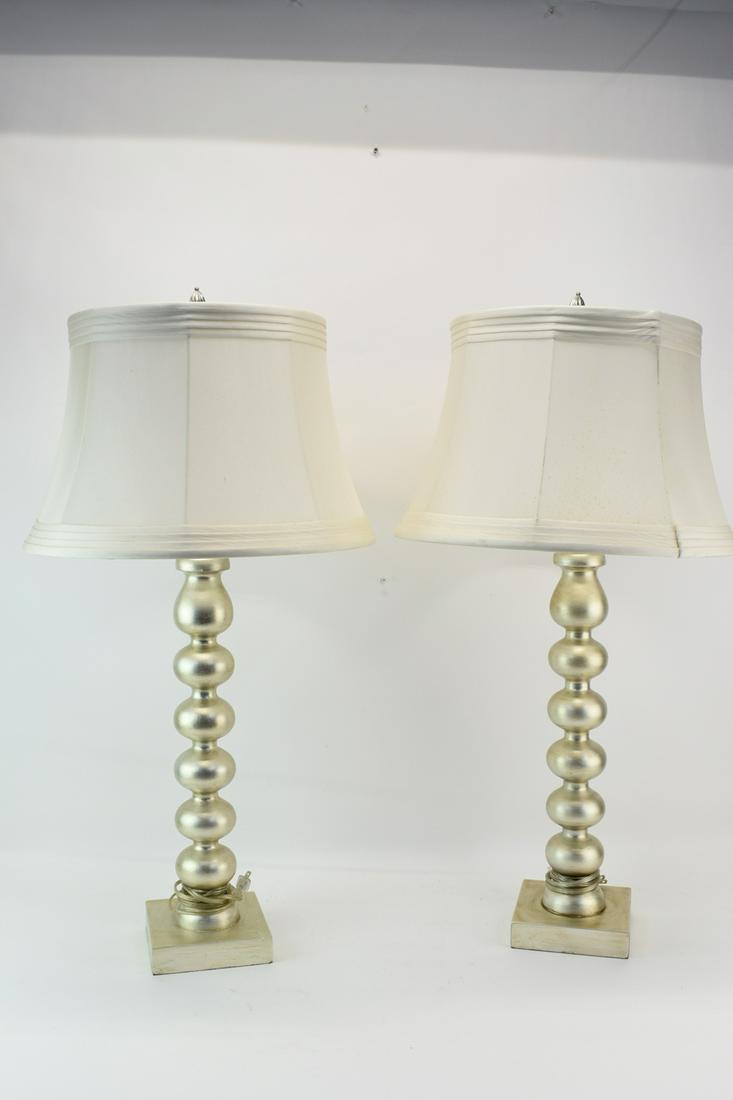 Pair Modern Silver Painted Geometric Table Lamps (1 of 10)