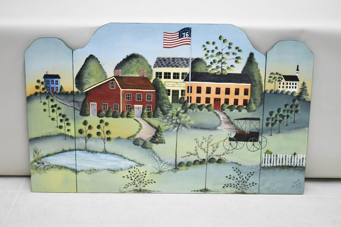 Handpainted Wood Folk Art Style Fireplace Screen (1 of 6)